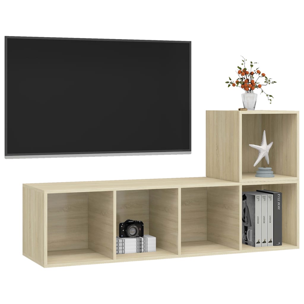 TV galdiņu komplekts, 2 daļas, ozolkoka, skaidu plāksne