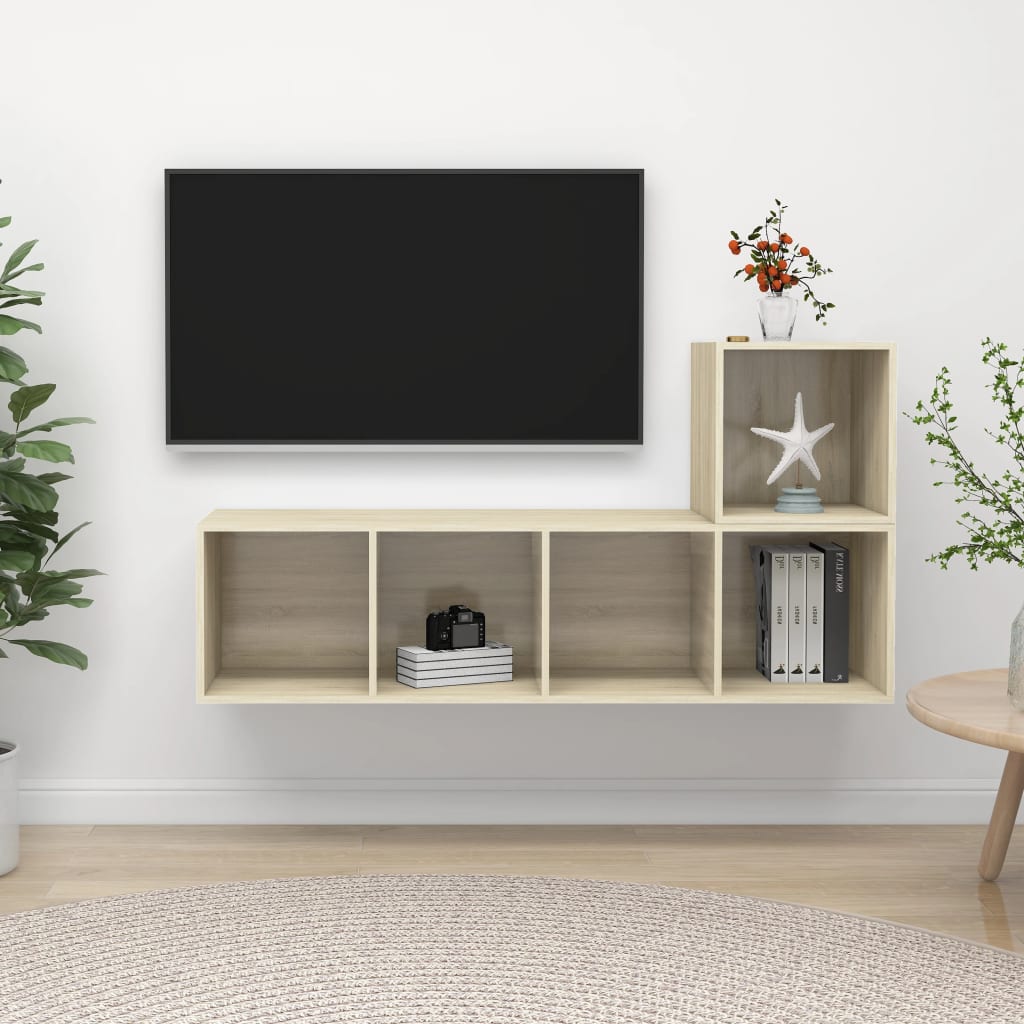 TV galdiņu komplekts, 2 daļas, ozolkoka, skaidu plāksne