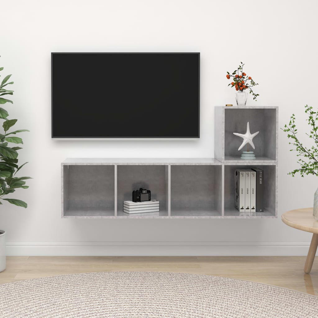 TV skapīšu komplekts, 2 gab., betona pelēks, skaidu plāksne
