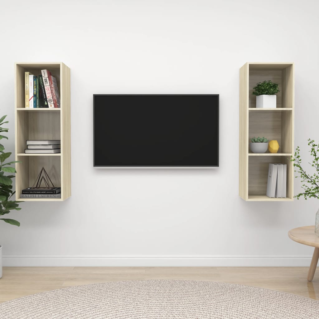 Sieninės televizoriaus spintelės, 2vnt., ąžuolo, mediena