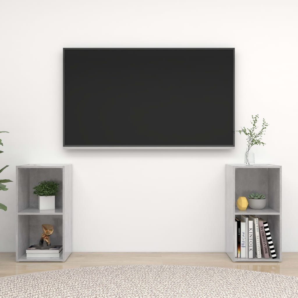 TV cabinets, 2 pcs., concrete, 72x35x36.5cm, wood