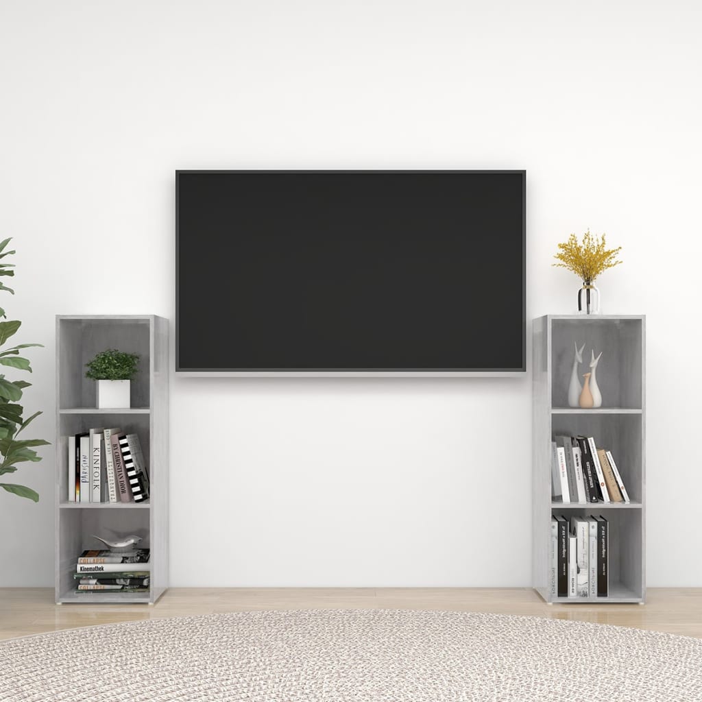 Televizoriaus spintelės, 2vnt., pilkos, 107x35x37cm, MDP