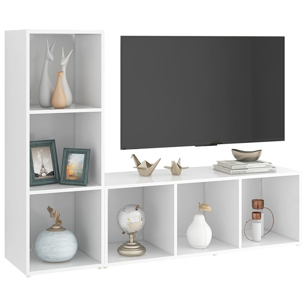 TV galdiņi, 2 gab., balti, 107x35x37cm, skaidu plāksne