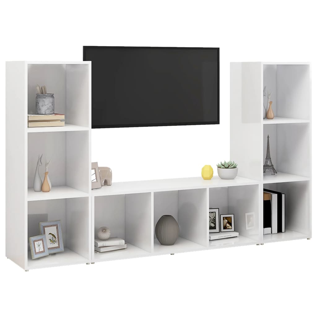 TV skapīši, 3 gab., balti, 107x35x37cm, MDF