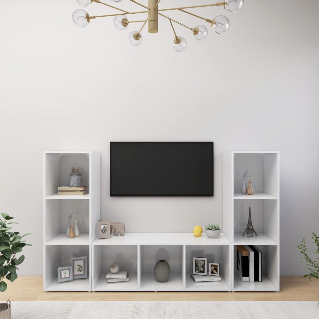 TV skapīši, 3 gab., balti, 107x35x37cm, MDF
