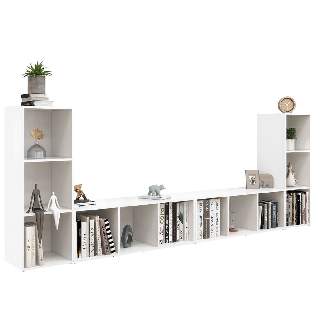Televizoriaus spintelės, 4vnt., baltos, 107x35x37cm, MDP