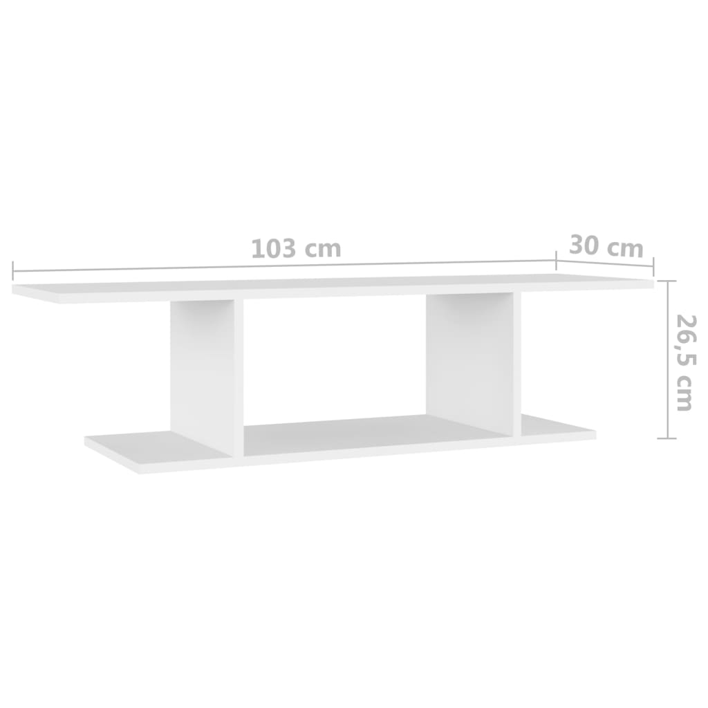Wall-mounted TV cabinet, white, 103x30x26.5cm