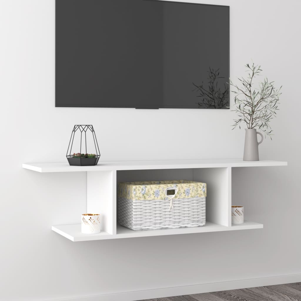 Wall-mounted TV cabinet, white, 103x30x26.5cm