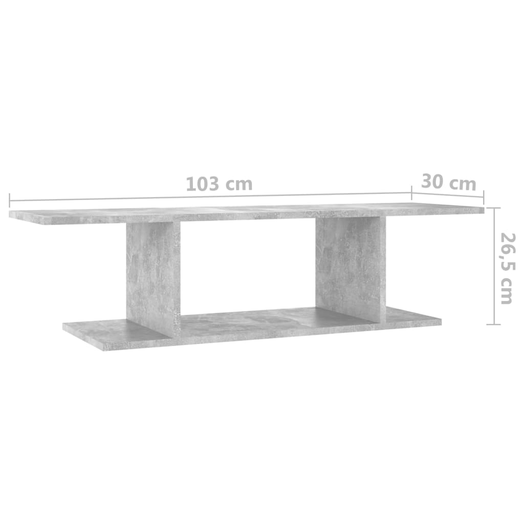 Sieninė televizoriaus spintelė, betono pilka, 103x30x26,5cm