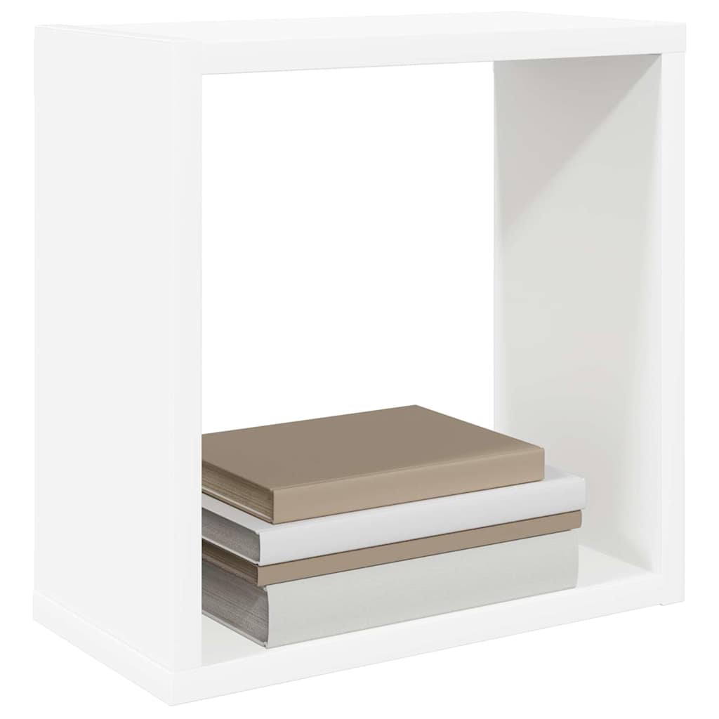 Sieninės lentynos, 2vnt., baltos, 30x15x30cm, kubo formos