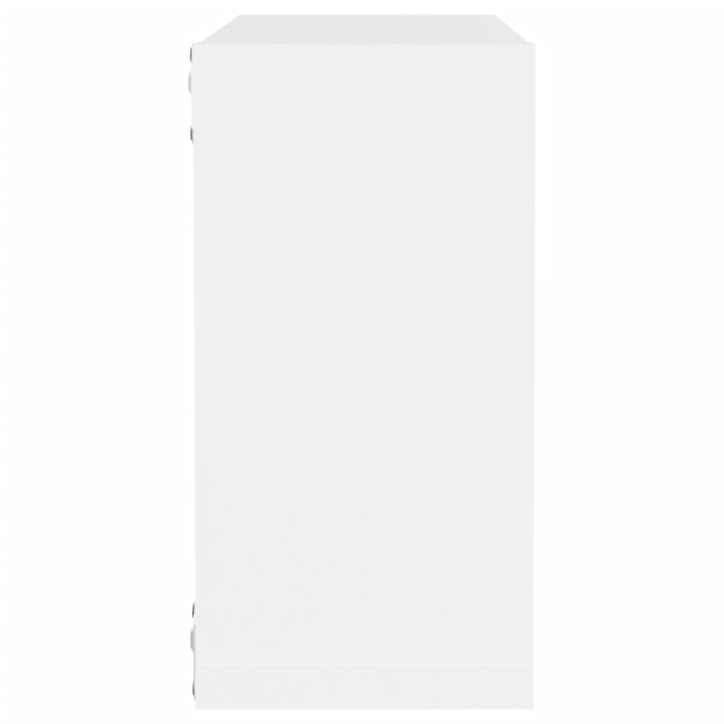 Sieninės lentynos, 2vnt., baltos, 30x15x30cm, kubo formos
