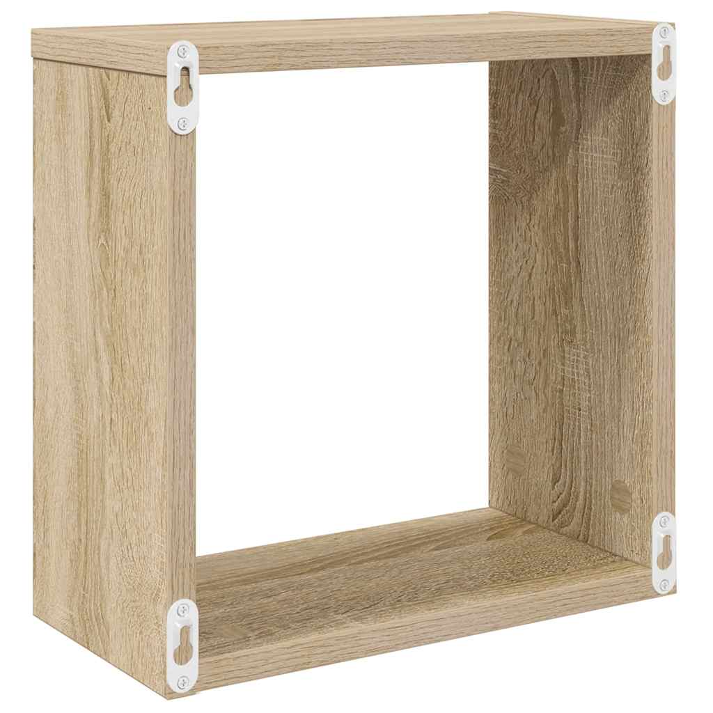 Sieninės lentynos, 2vnt., ąžuolo, 30x15x30cm, kubo formos