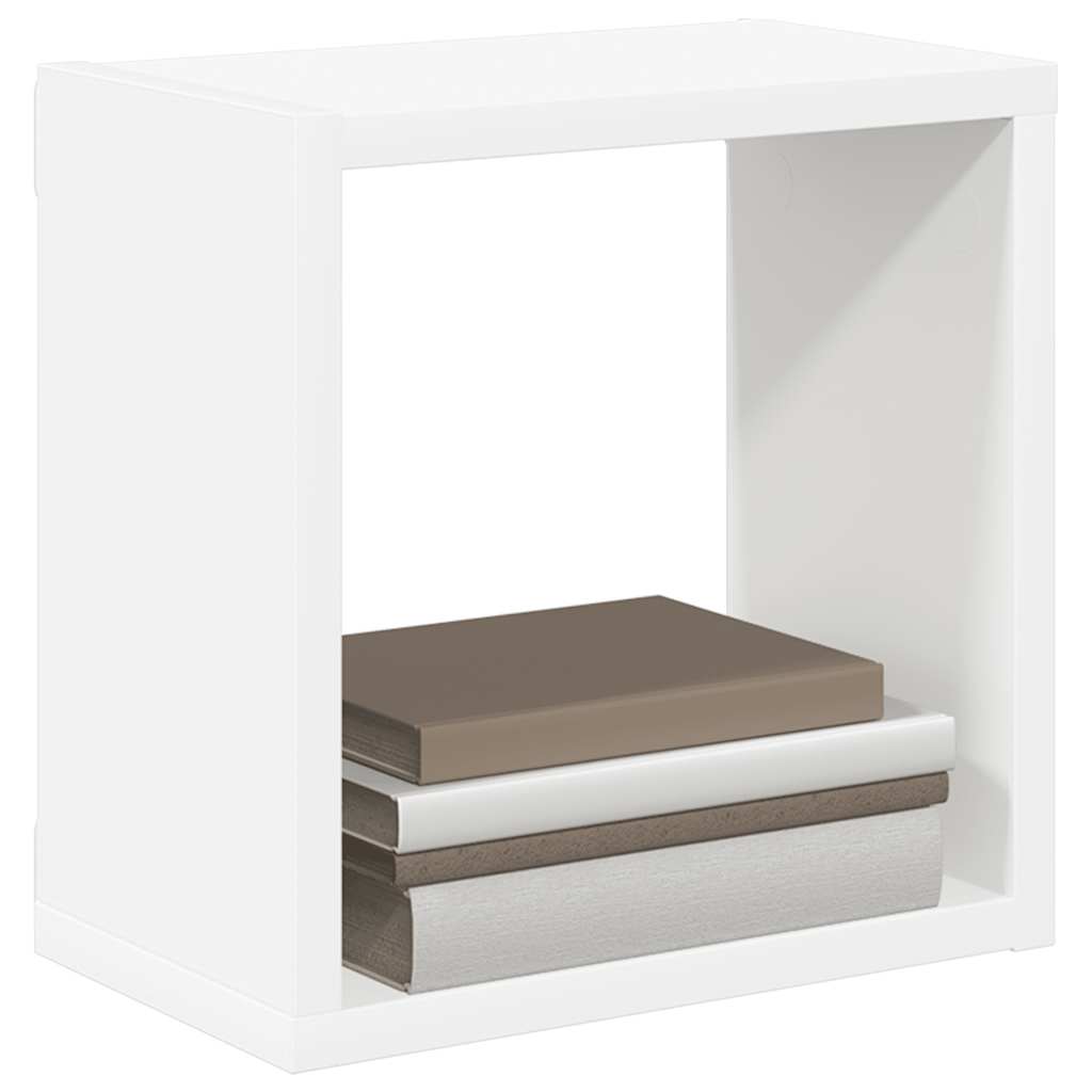 Wall shelves, 2 pcs., white, 26x15x26cm, cube-shaped