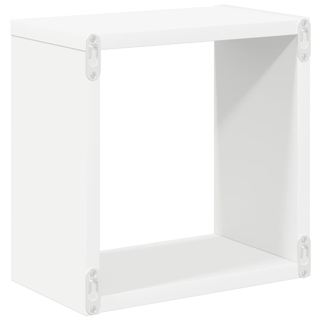 Wall shelves, 2 pcs., white, 26x15x26cm, cube-shaped