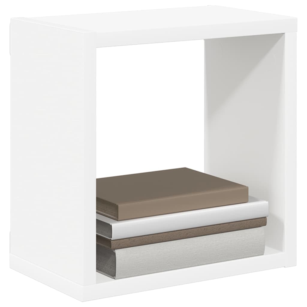 Sieninės lentynos, 4vnt., baltos, 26x15x26cm, kubo formos
