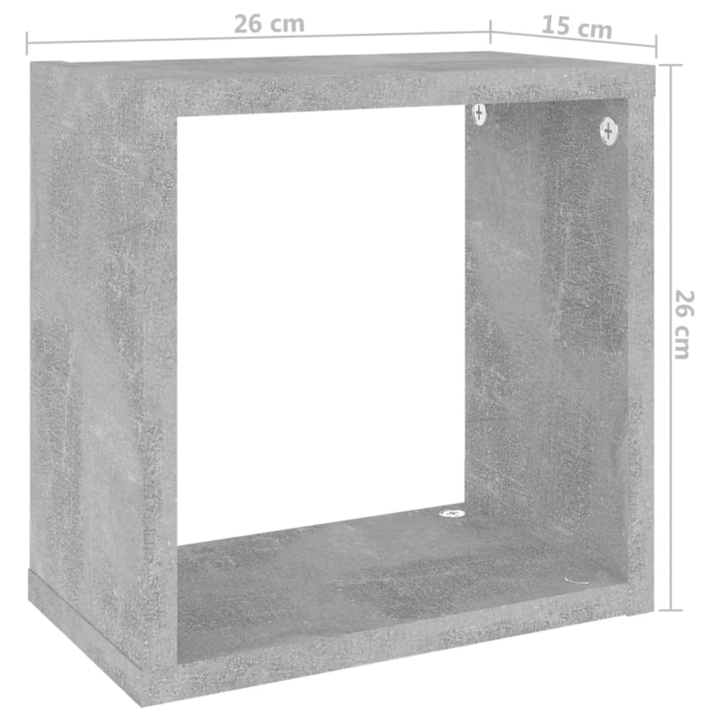 Sieninės lentynos, 4vnt., pilkos, 26x15x26cm, kubo formos