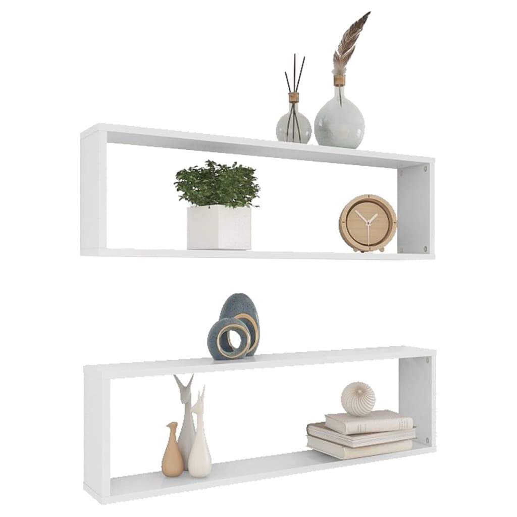 Wall shelves, 2 pcs., white, 100x15x30cm, engineered wood