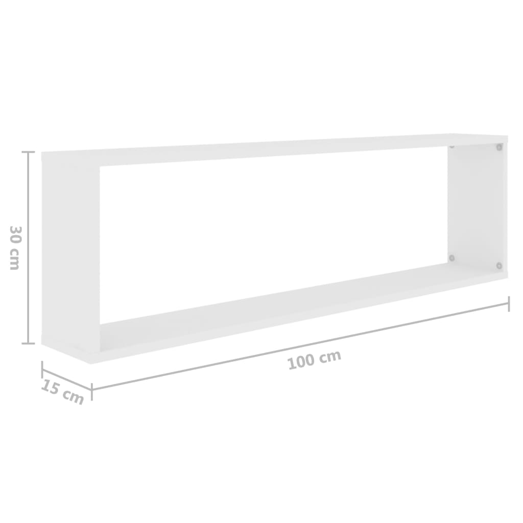 Wall shelves, 2 pcs., white, 100x15x30cm, engineered wood
