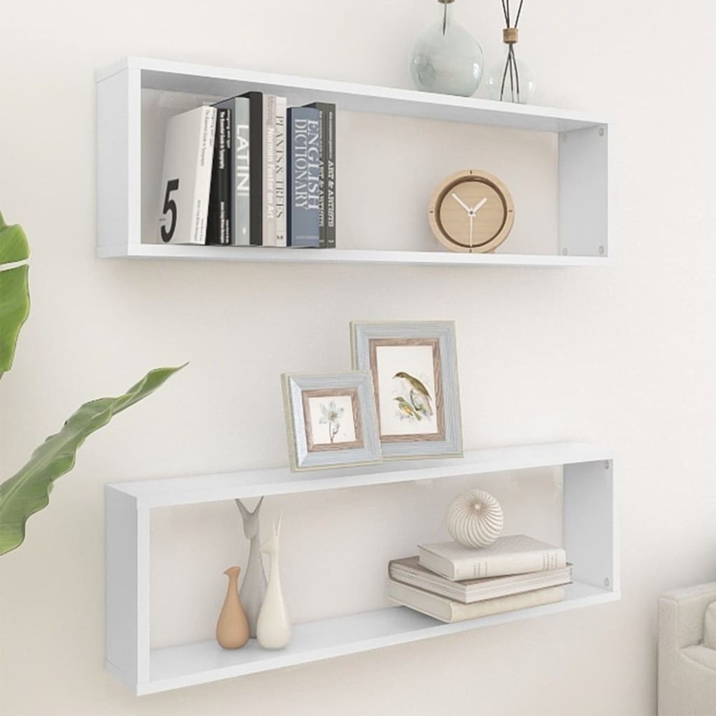 Wall shelves, 2 pcs., white, 100x15x30cm, engineered wood