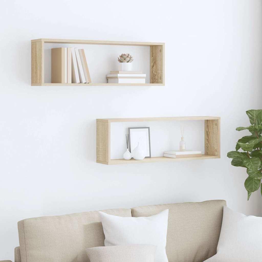 Wall shelves, 2 pcs., oak, 80x15x26.5cm, wood