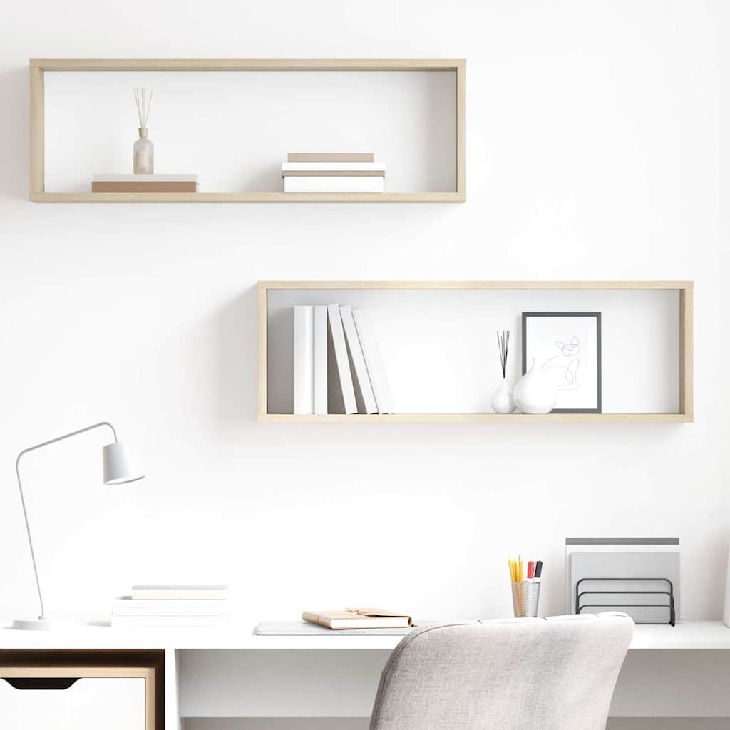 Wall shelves, 2 pcs., oak, 80x15x26.5cm, wood