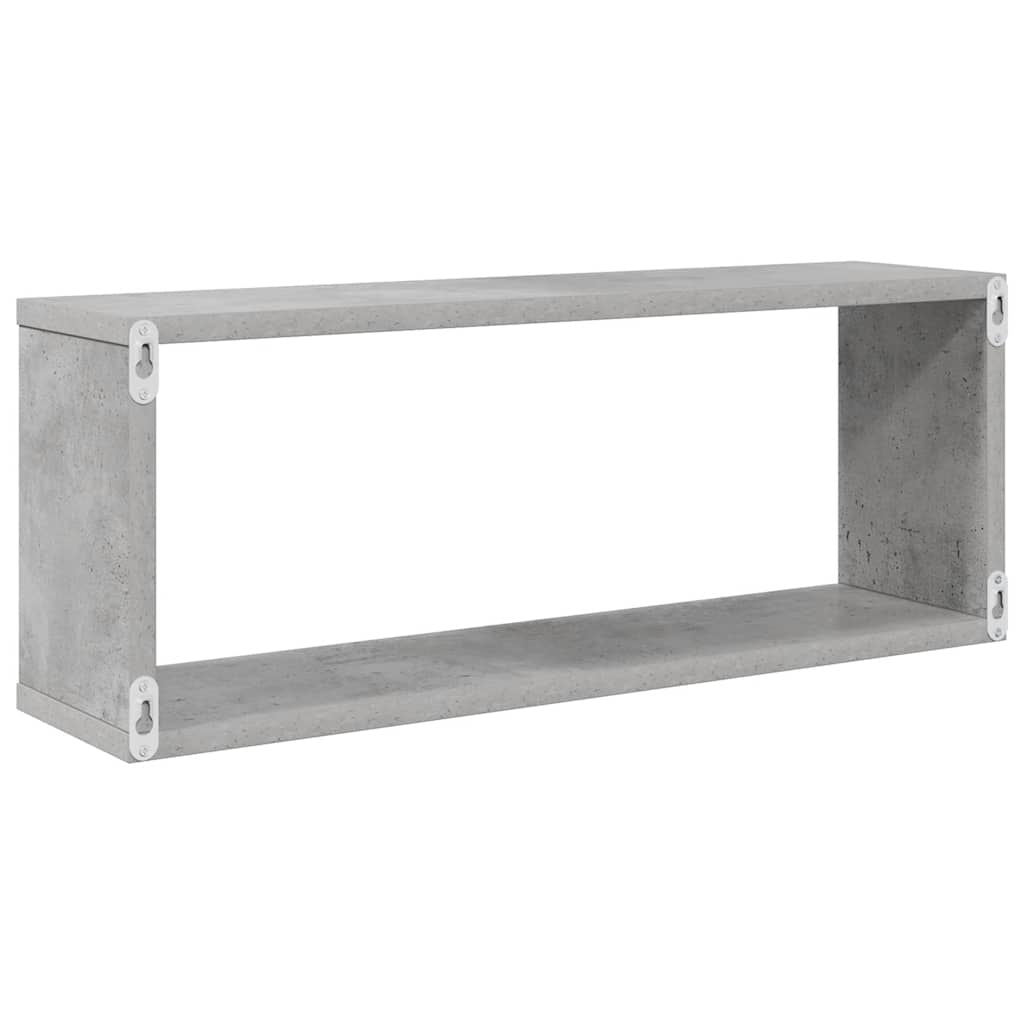 Sieninės lentynos, 2vnt., betono, 60x15x23cm, apdirbta mediena