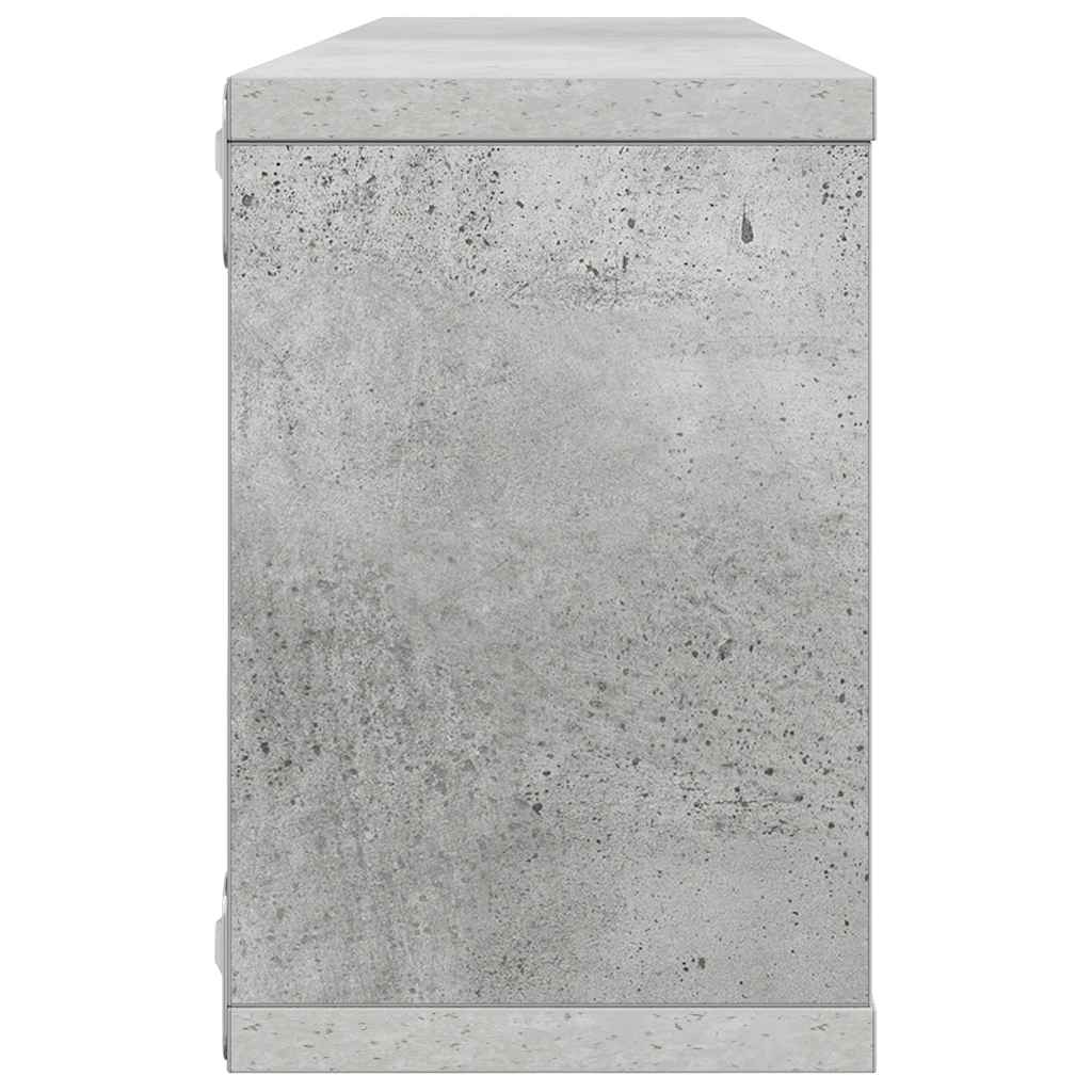 Sieninės lentynos, 4vnt., betono, 60x15x23cm, apdirbta mediena
