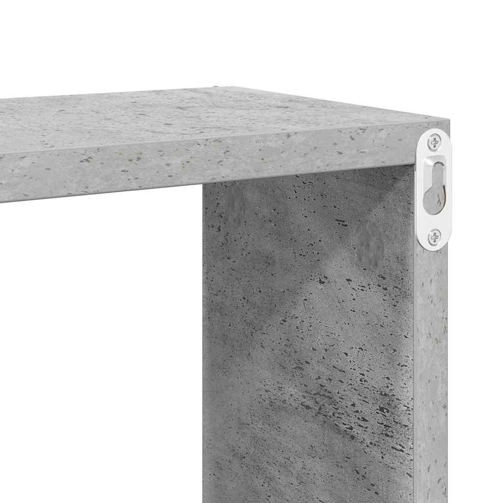 Sieninės lentynos, 4vnt., betono, 60x15x23cm, apdirbta mediena