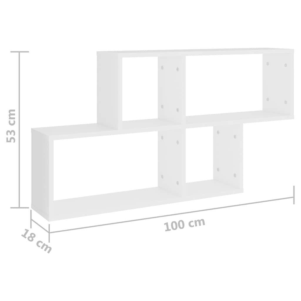 Wall shelf, white, 100x18x53cm, engineered wood