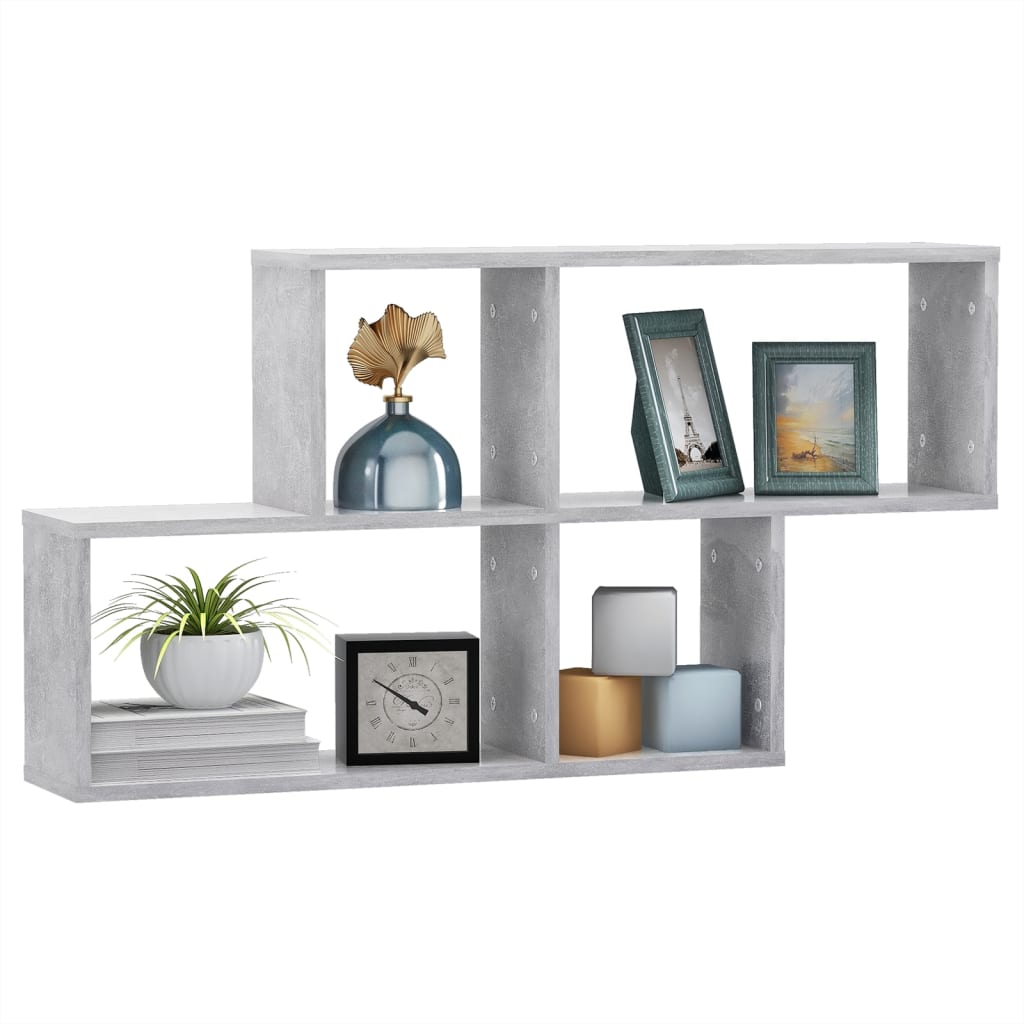 Wall shelf, concrete grey, 100x18x53cm, wood
