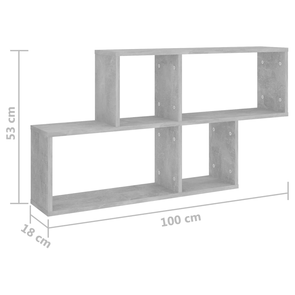 Wall shelf, concrete grey, 100x18x53cm, wood