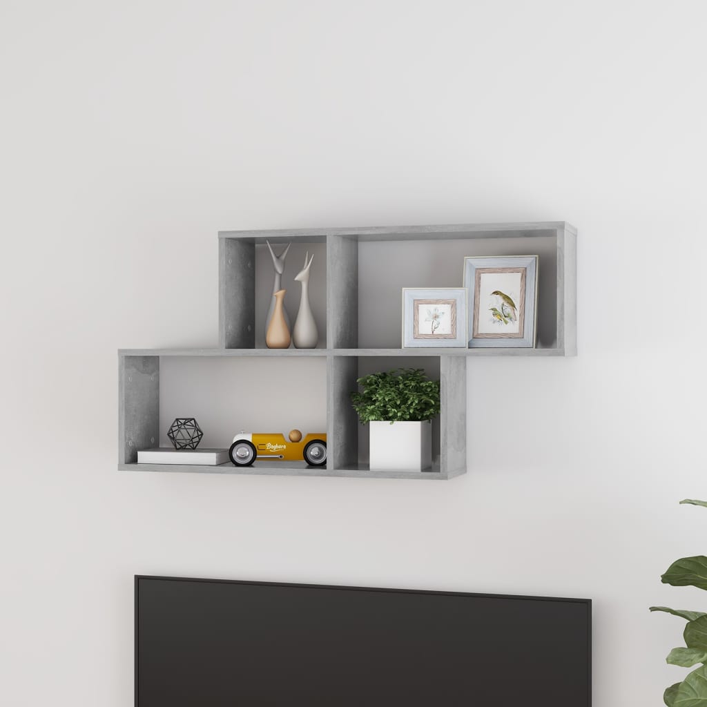 Wall shelf, concrete grey, 100x18x53cm, wood