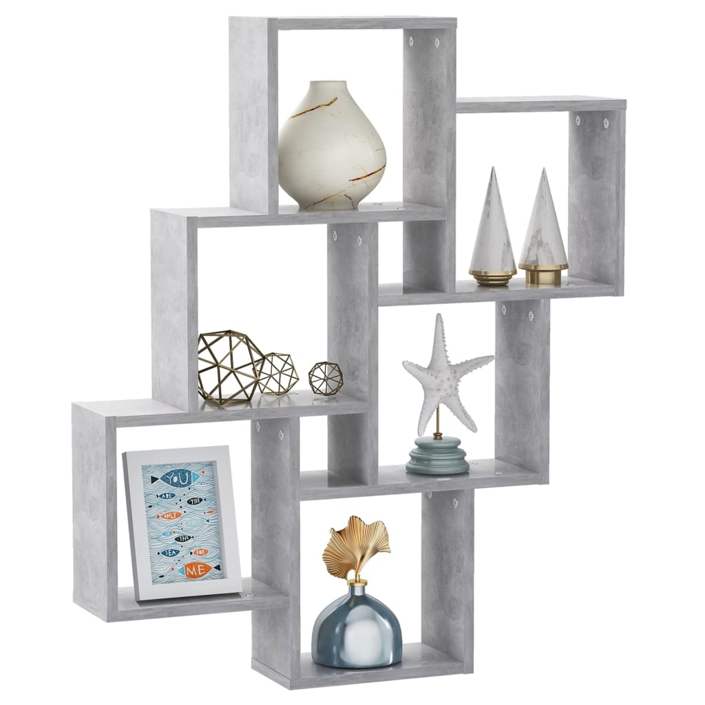 Wall shelf, concrete gray, 78x15x93cm, engineered wood