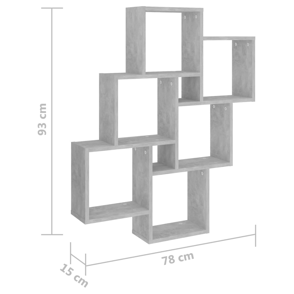 Wall shelf, concrete gray, 78x15x93cm, engineered wood