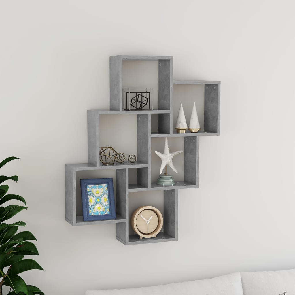 Wall shelf, concrete gray, 78x15x93cm, engineered wood