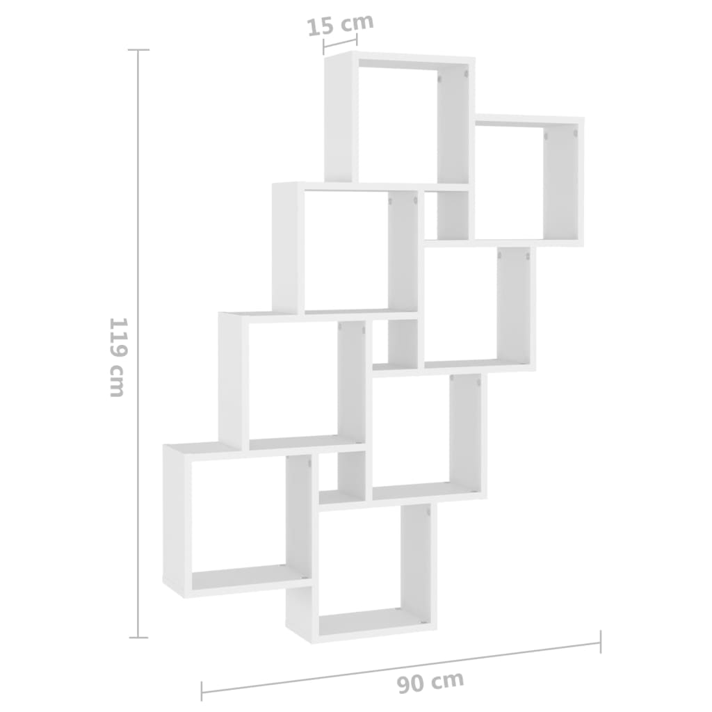 Wall shelf, white, 90x15x119cm, engineered wood