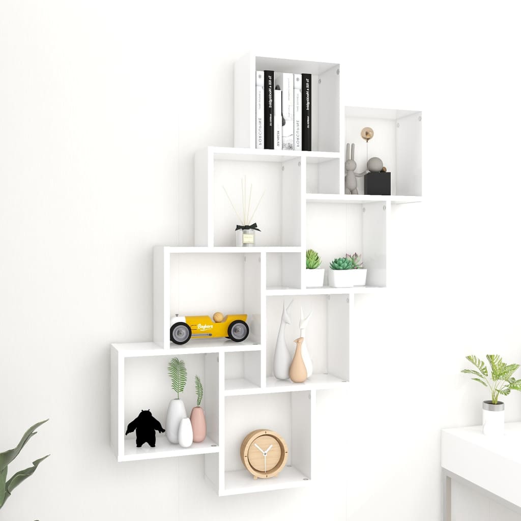 Wall shelf, white, 90x15x119cm, engineered wood