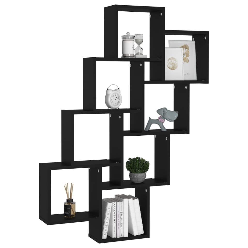 Wall shelf, black, 90x15x119cm, engineered wood