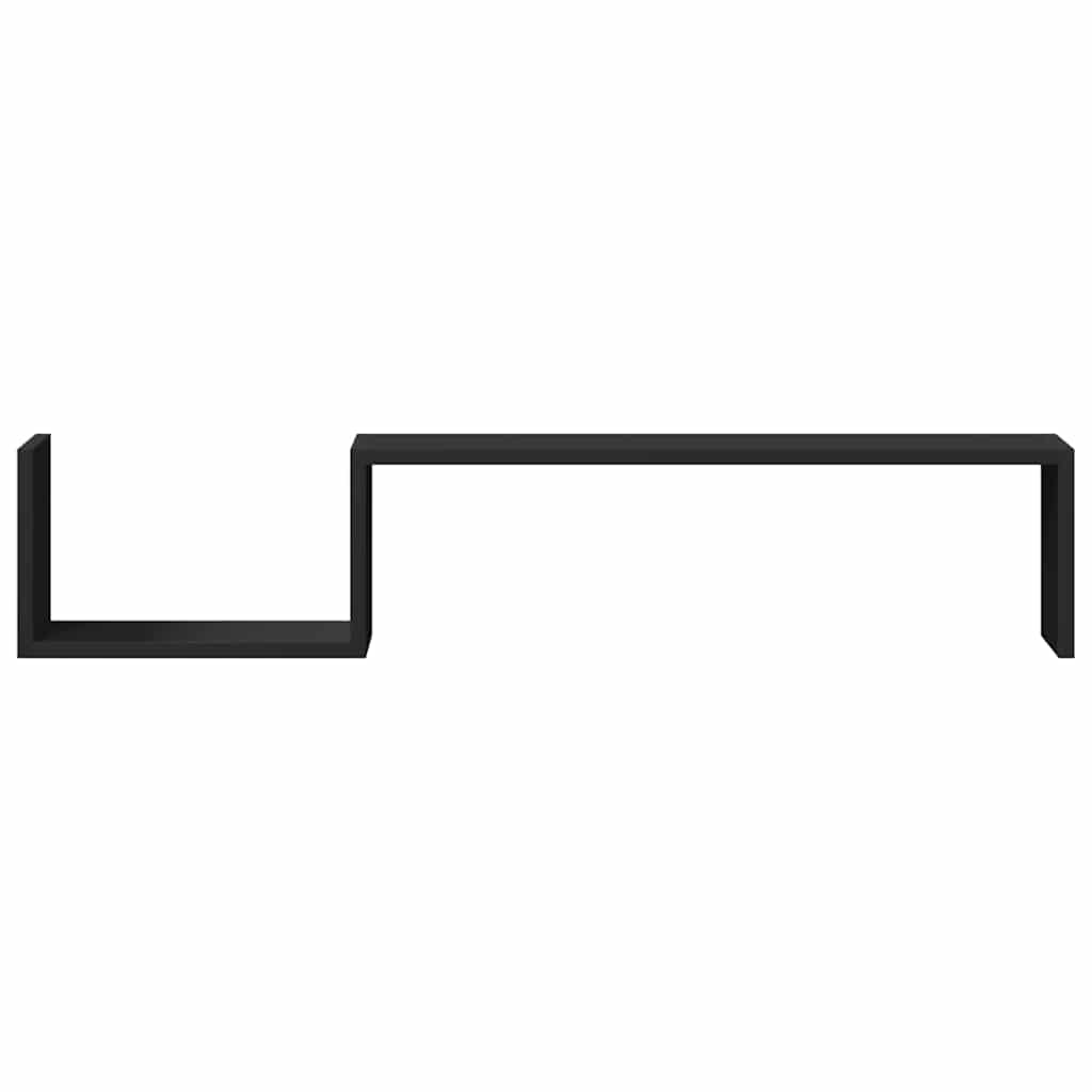 Wall shelves, 2 pcs., black, 100x15x20cm, engineered wood