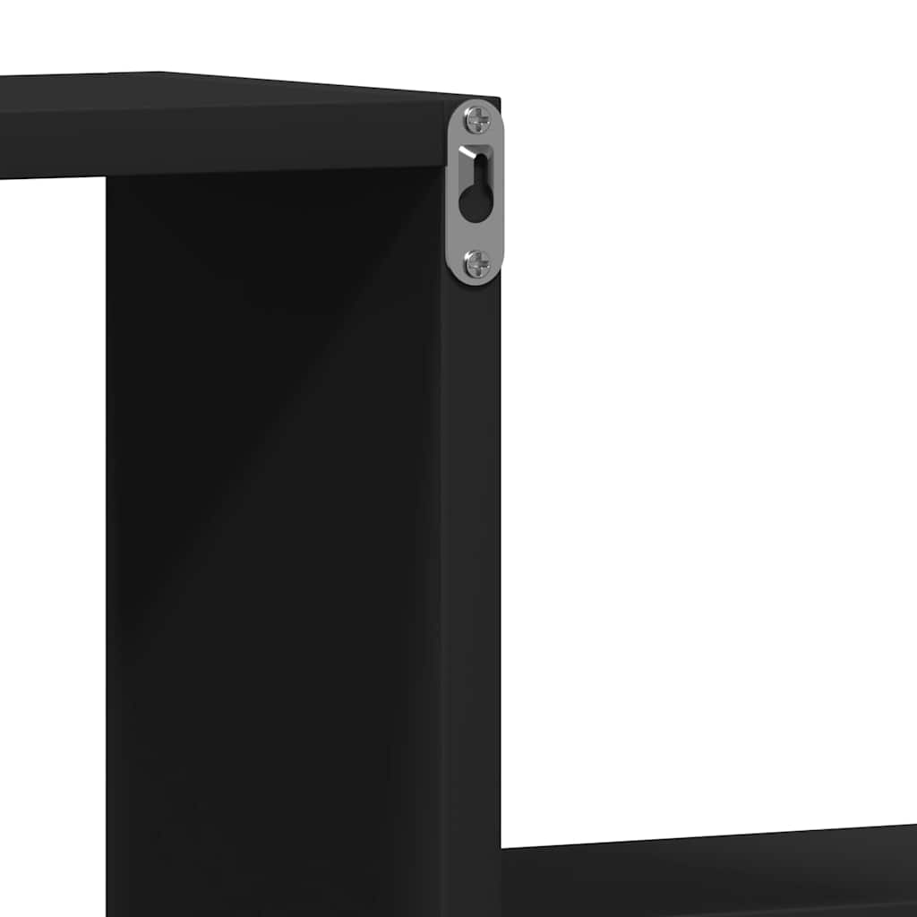 Wall shelves, 2 pcs., black, 100x15x20cm, engineered wood