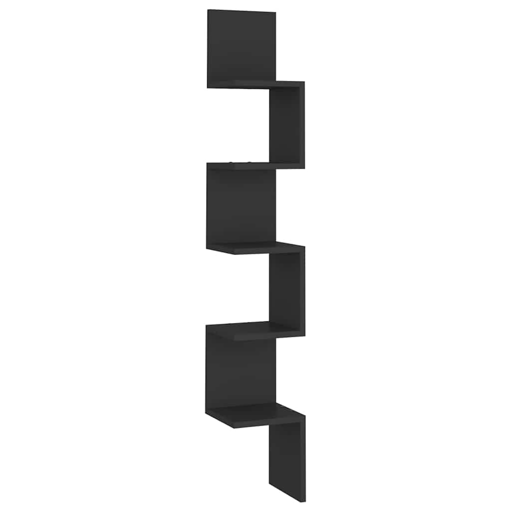 Stūra sienas plaukts, melns, 20x20x127,5cm, apstrādāta koksne