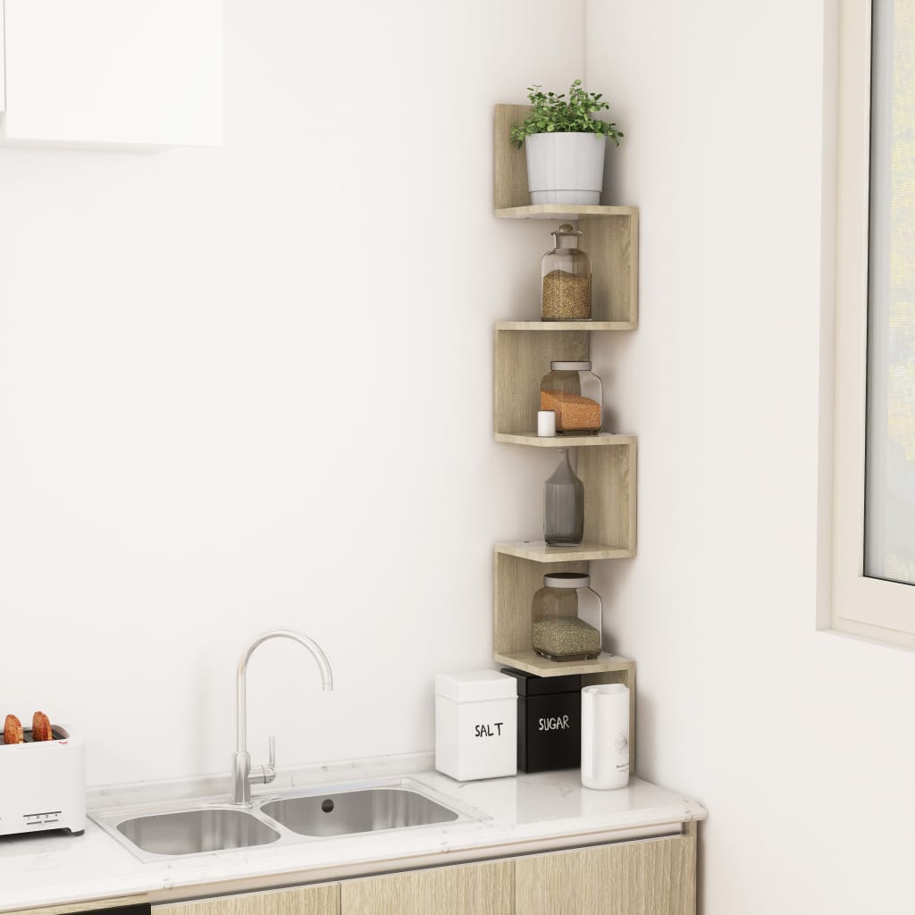 Wall corner shelf, oak, 20x20x127.5cm, wood