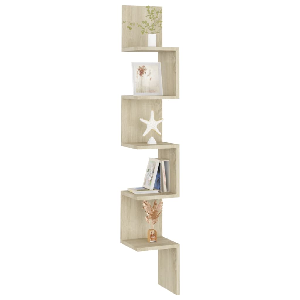 Wall corner shelf, oak, 20x20x127.5cm, wood