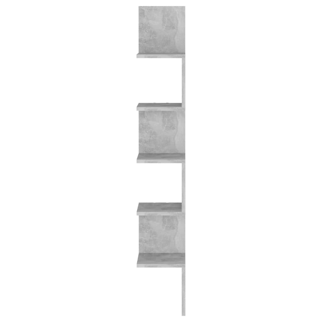 Sieninė kampinė lentyna, betono, 20x20x127,5cm, mediena