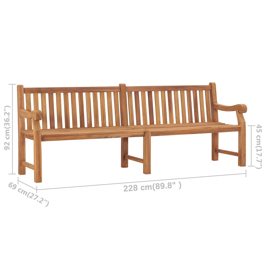 Garden bench, 228cm, solid teak wood