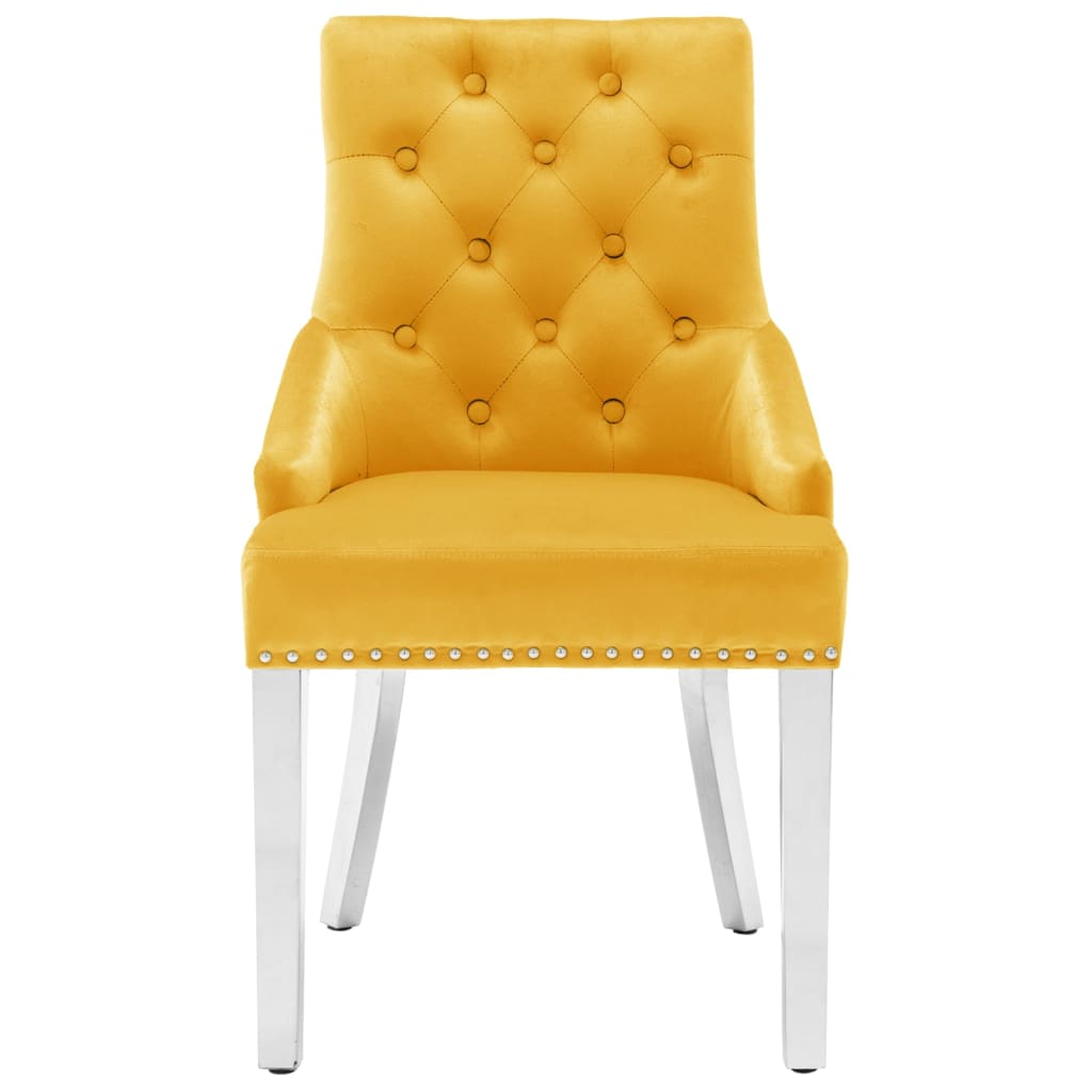 Dining chairs, 2 pcs, yellow, velvet