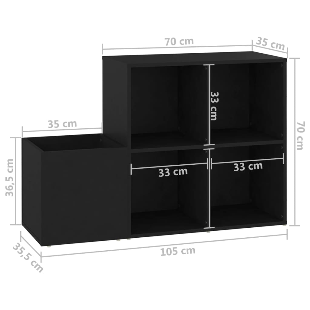 Garderobes skapītis apaviem, melns, 105x35,5x70cm, koks