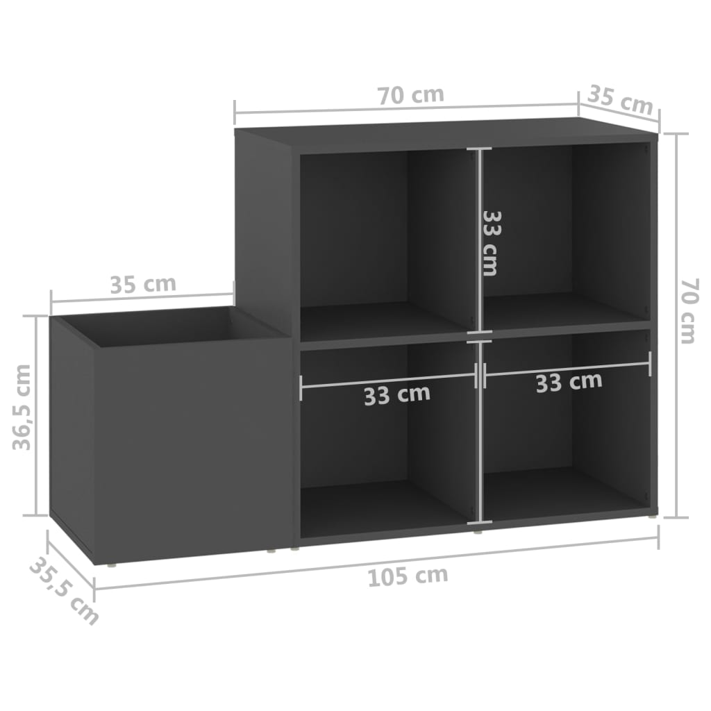 Hallway shoe cabinet, gray, 105x35.5x70cm, wood
