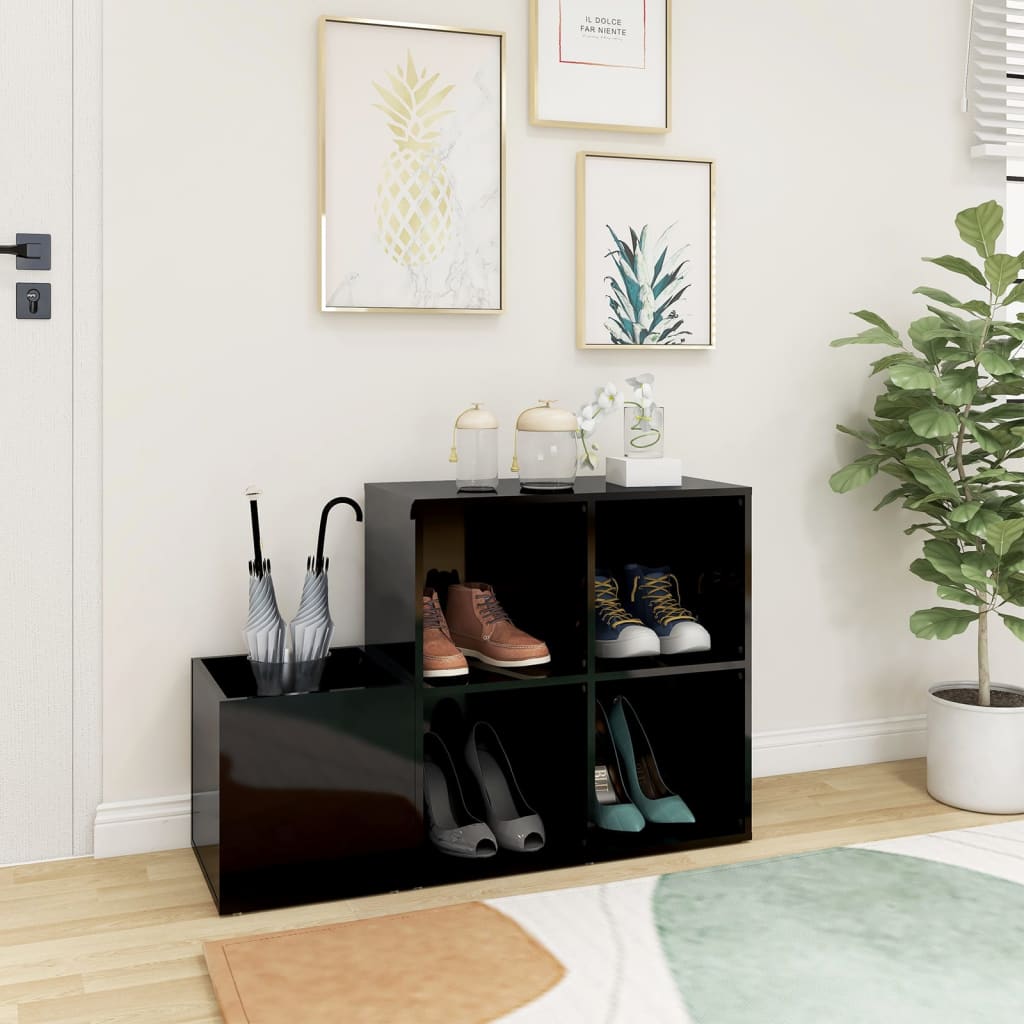 Hallway shoe cabinet, black, 105x35.5x70cm, wood