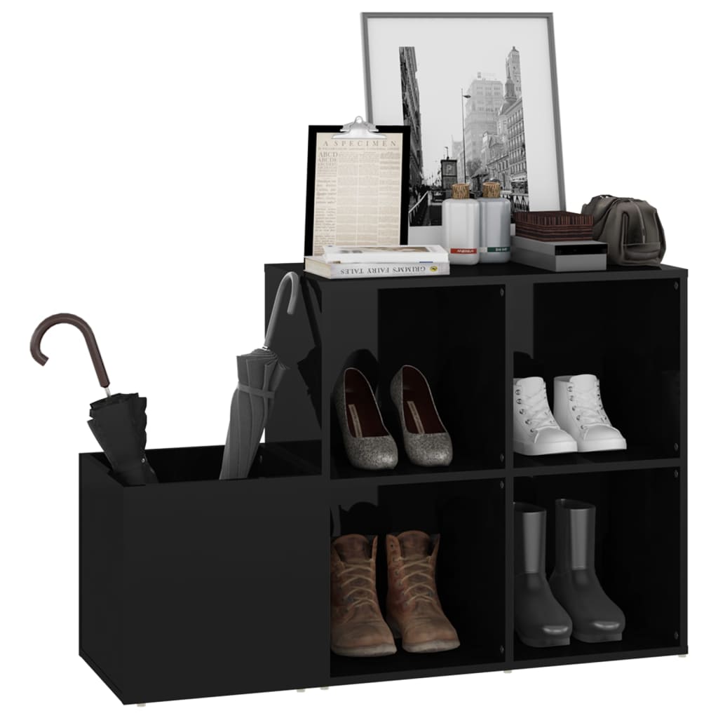 Hallway shoe cabinet, black, 105x35.5x70cm, wood